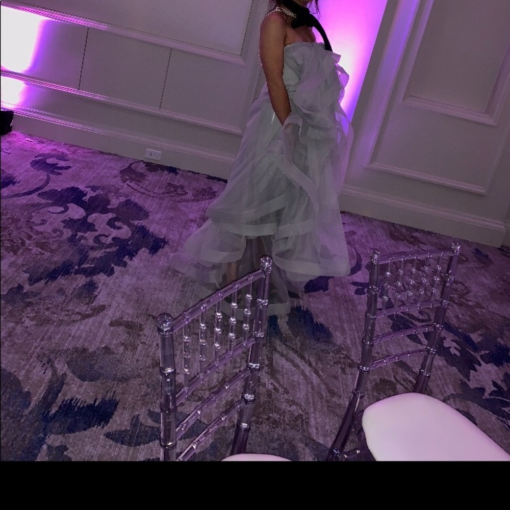 Gray tule two pice dress skirt wedding prom gown
